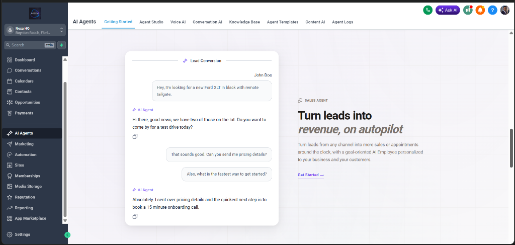 Sales Agent Interface